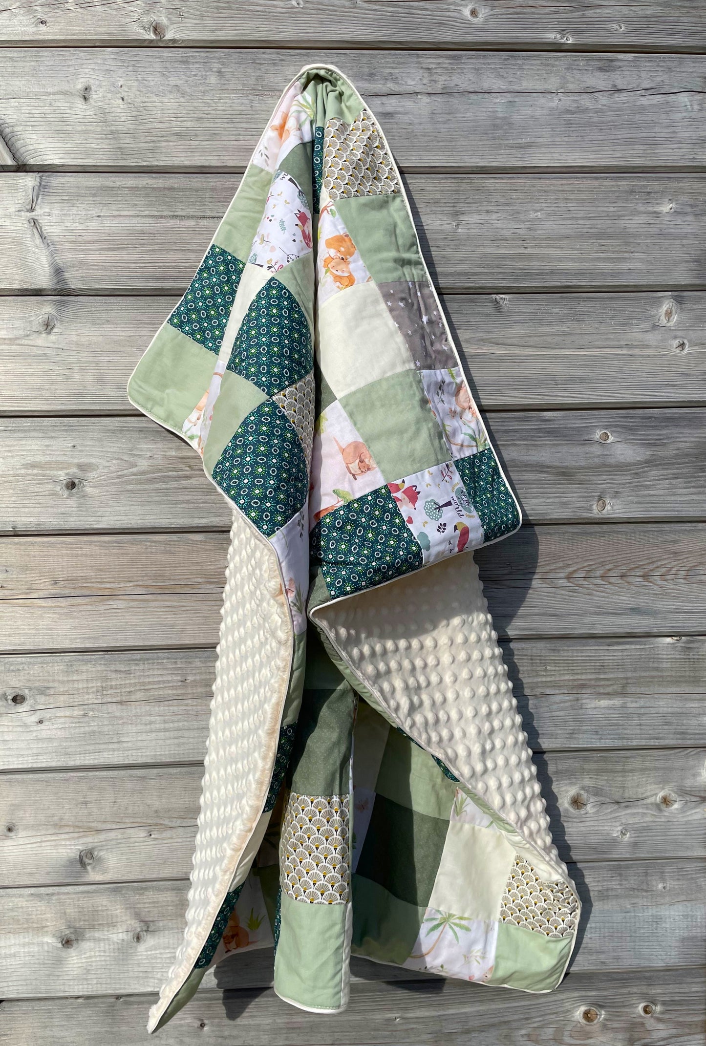 Couverture Patchwork - Tons Verts