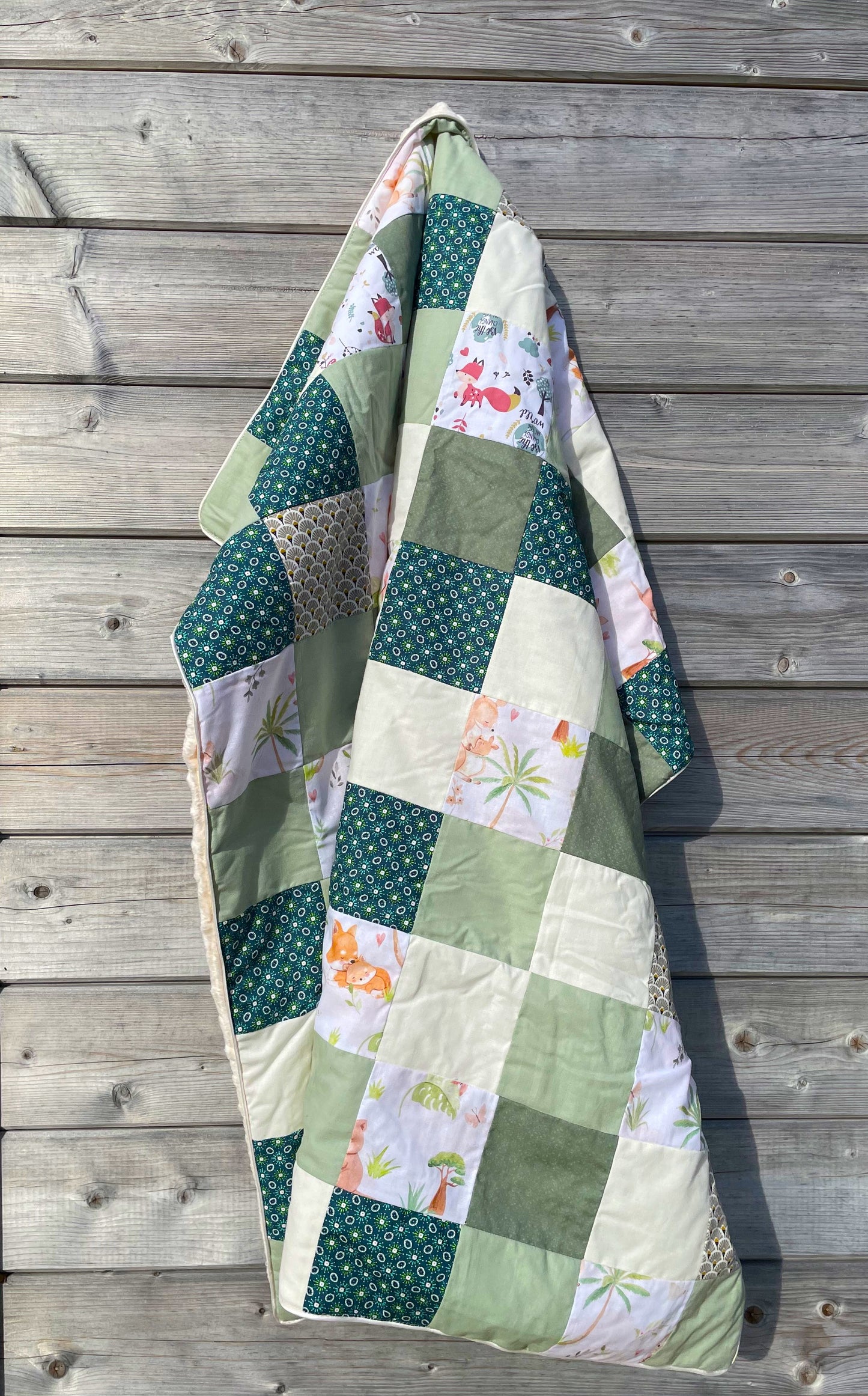 Couverture Patchwork - Tons Verts