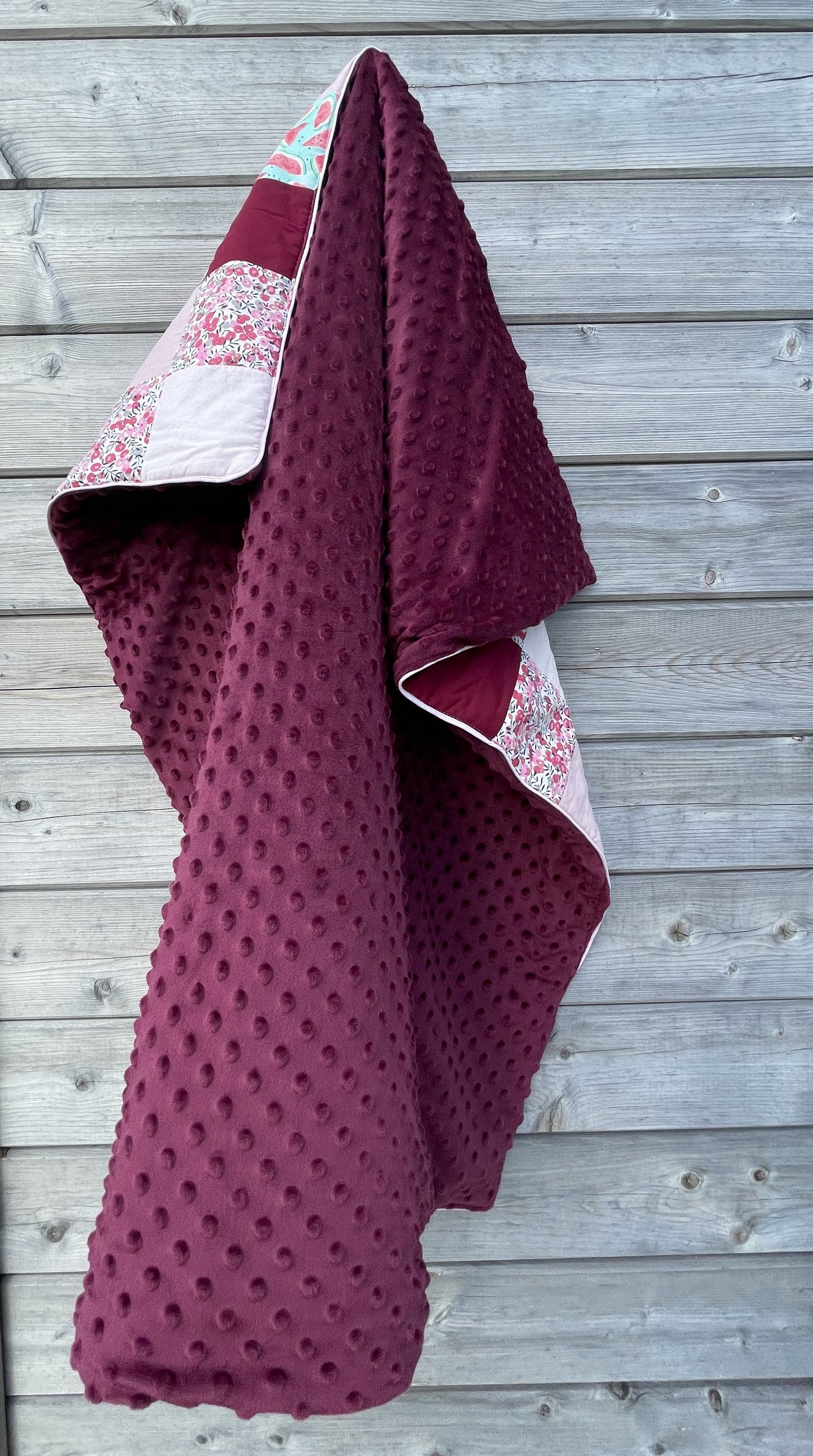 Couverture Patchwork - Roses et Prune