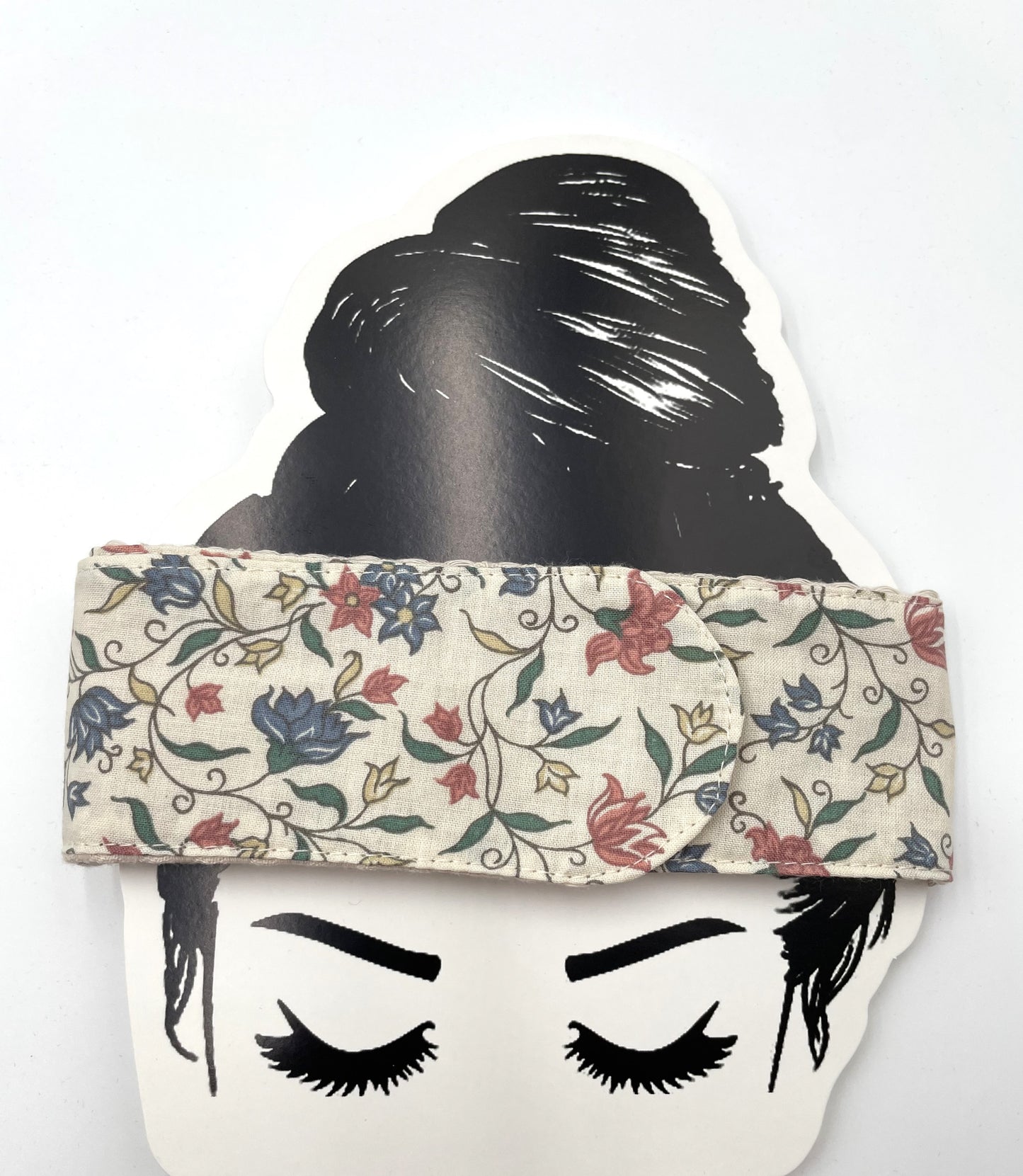 Bandeau de soin - Fleurs sur fond écru Eponge écru