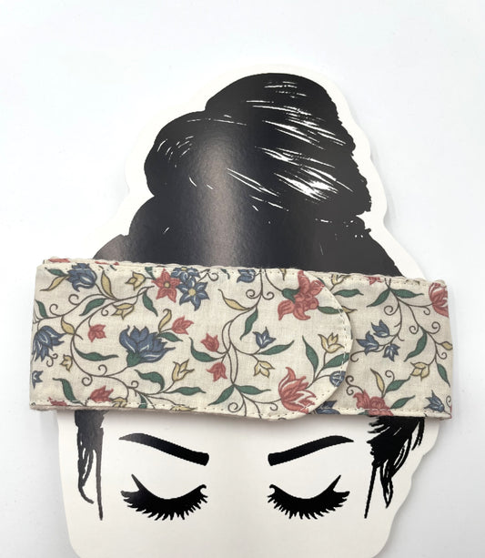 Bandeau de soin - Fleurs sur fond écru Eponge écru