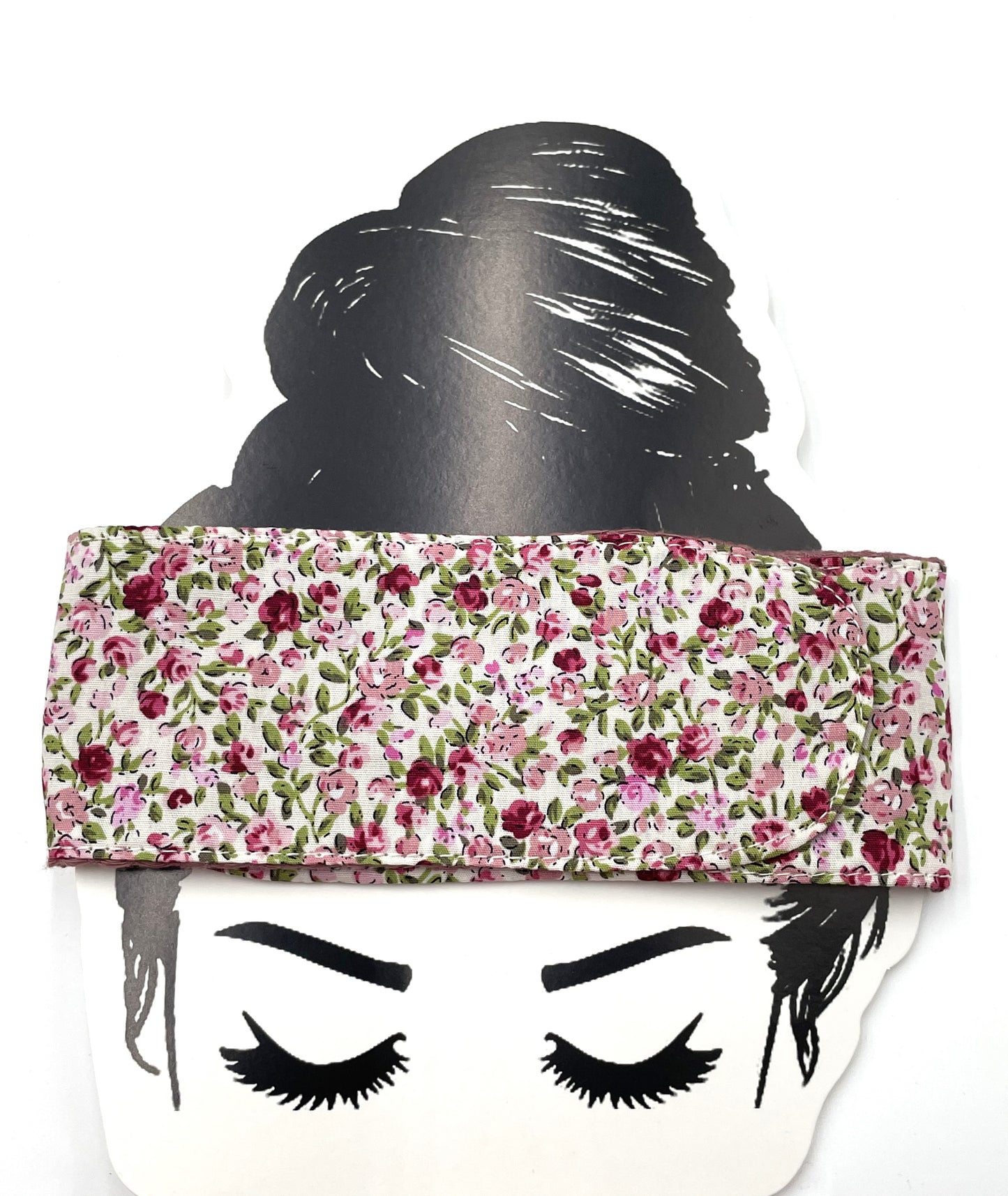 Bandeau de soin - Roses fond écru Eponge vieux rose