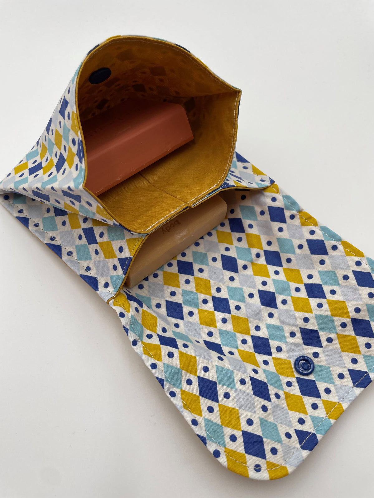Pochette à savon double compartiment en coton enduit