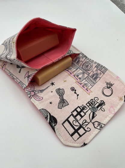 Pochette à savon double compartiment en coton enduit