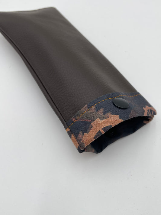 Etui à lunettes - Marron et Rouages