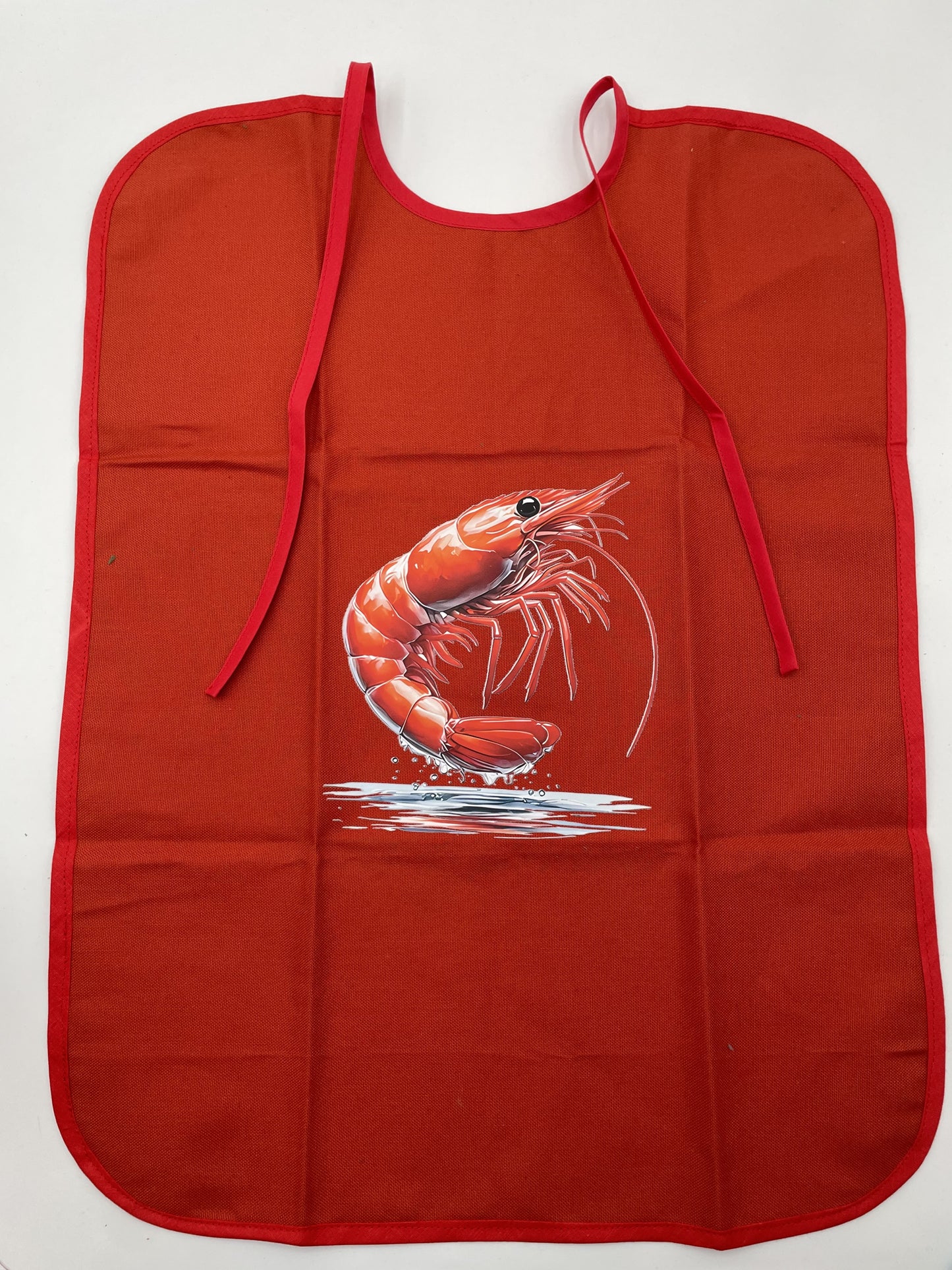 Serviette à crustacés - Crevette sur fond brique, Biais rouge