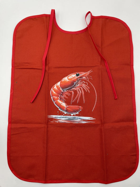 Serviette à crustacés - Crevette sur fond brique, Biais rouge