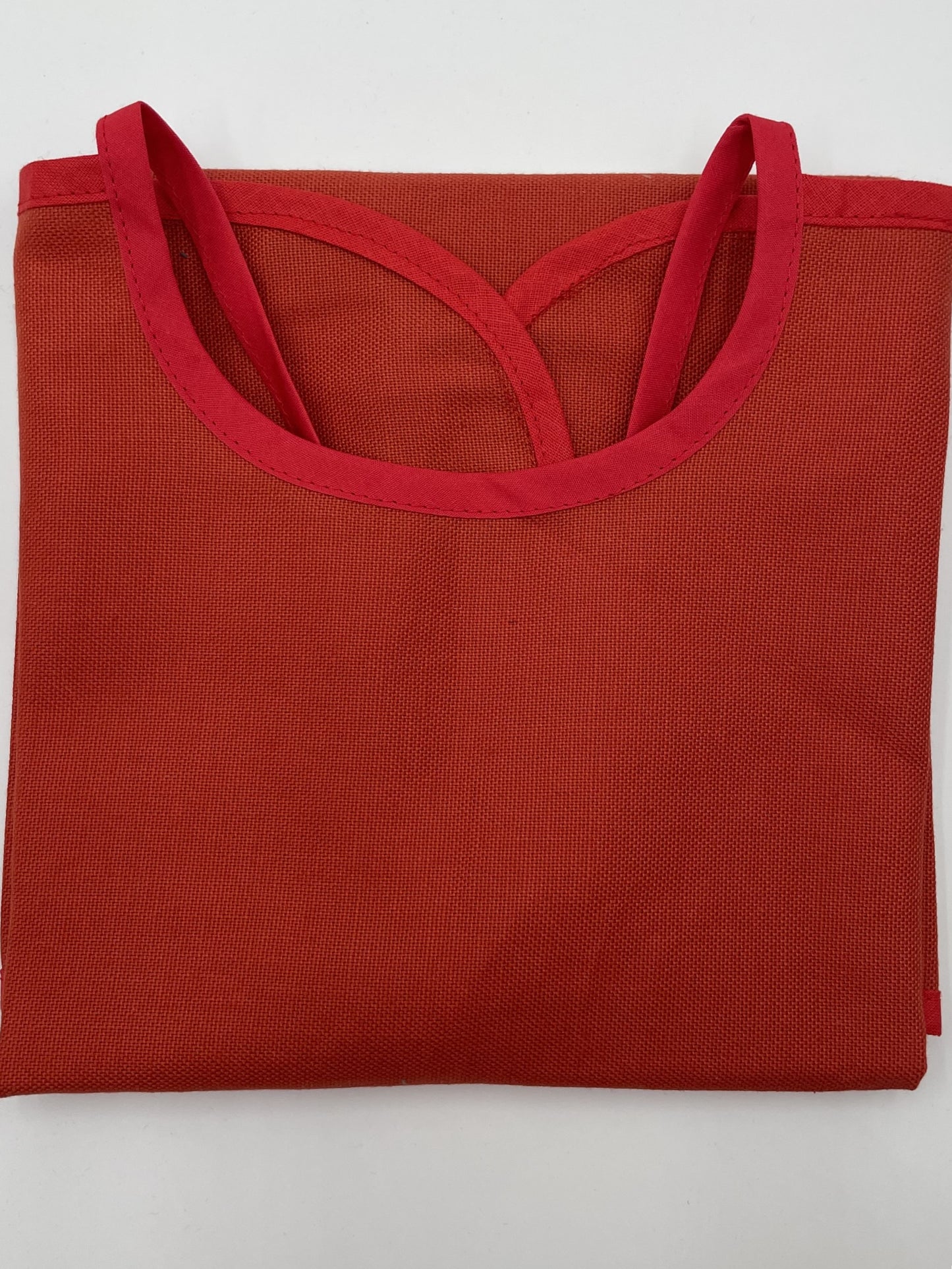 Serviette à crustacés - Crevette sur fond brique, Biais rouge