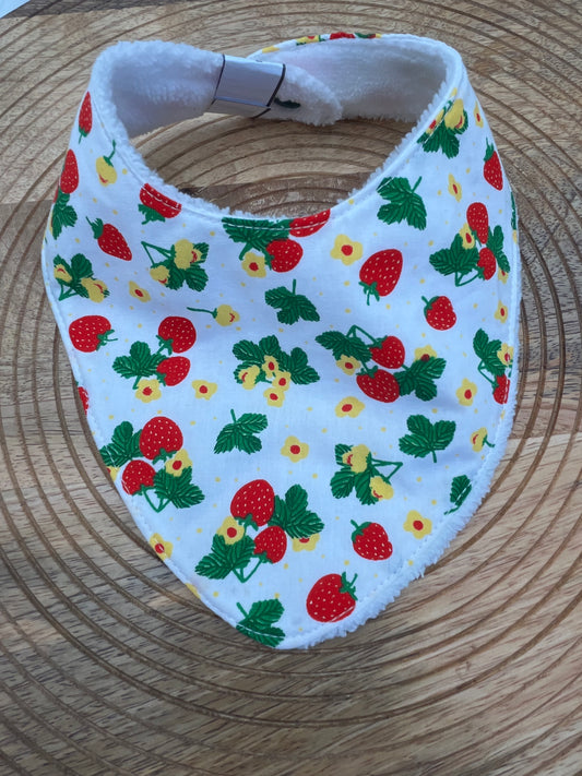 Bavoir Bandana - Fraises Blanc