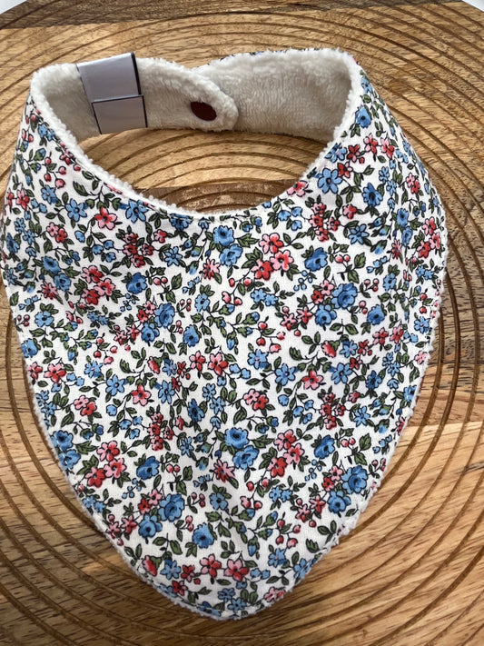 Bavoir Bandana - Fleurs Ecru