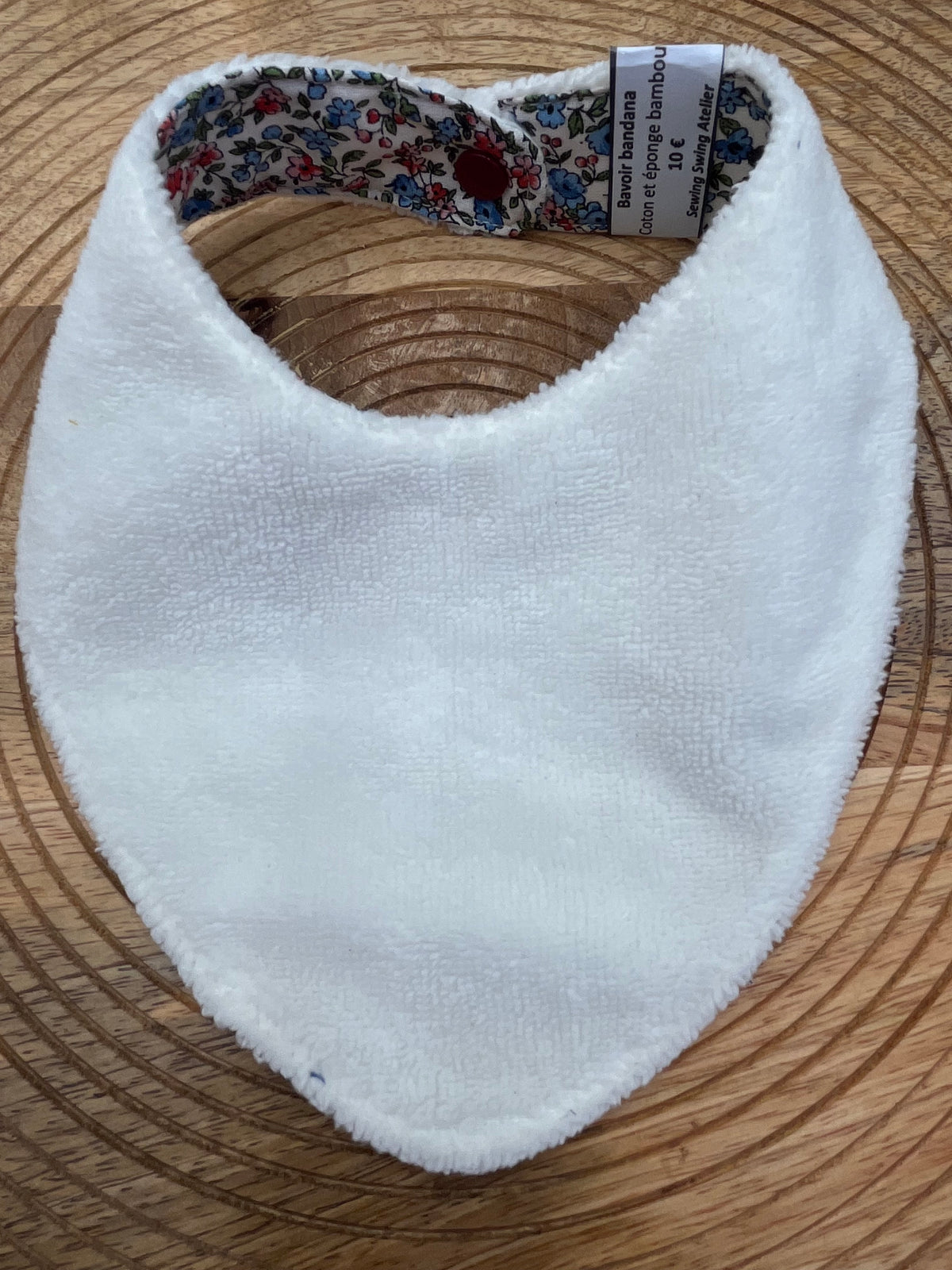 Bavoir Bandana - Fleurs Ecru