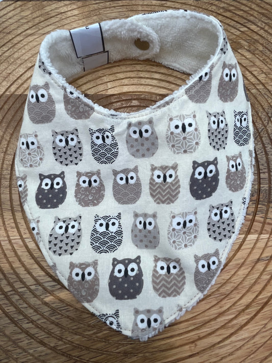 Bavoir Bandana - Hiboux Ecru
