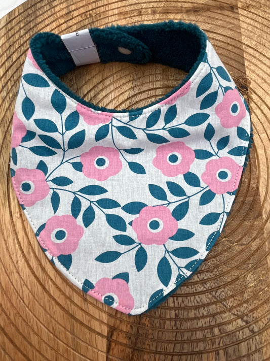 Bavoir Bandana - Fleurs Paon