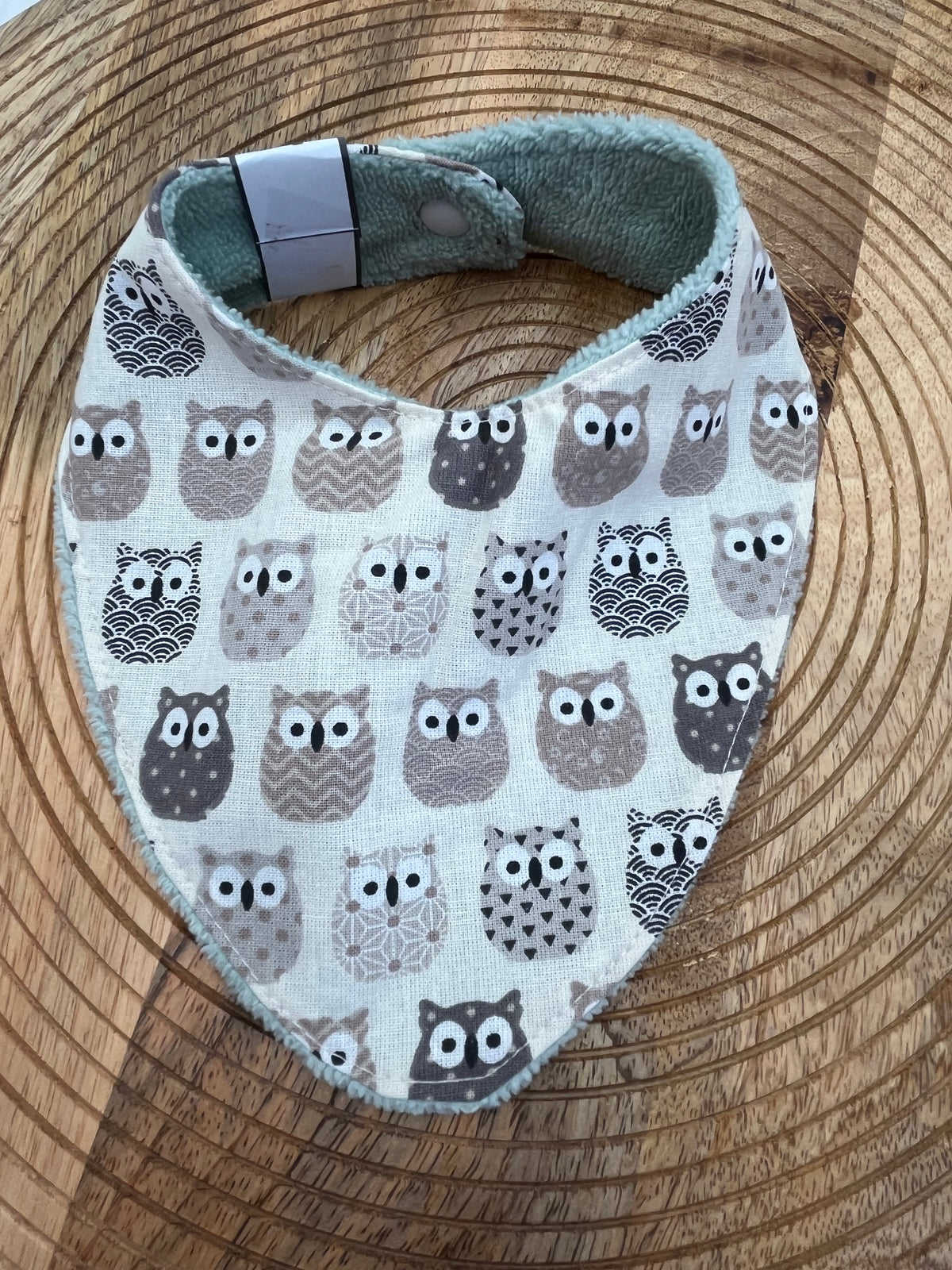 Bavoir Bandana - Hiboux Menthe