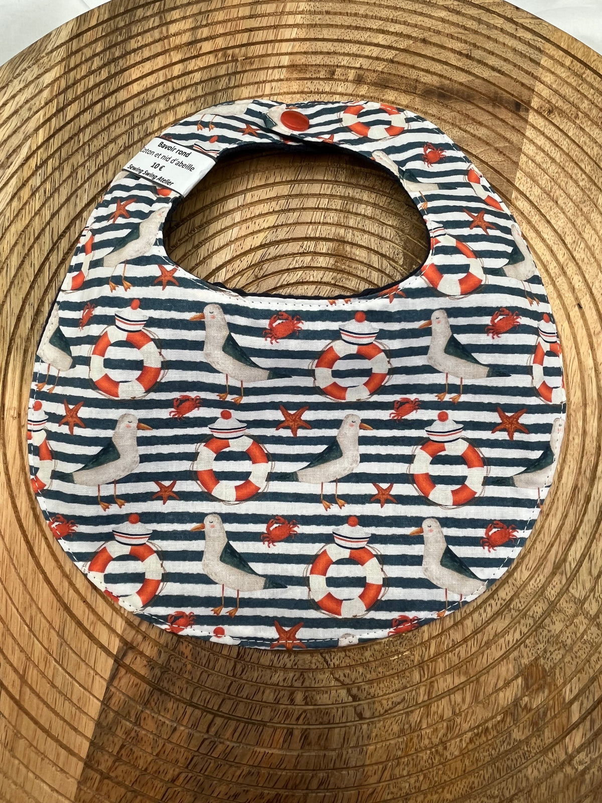 Bavoir rond - Mouettes Marine