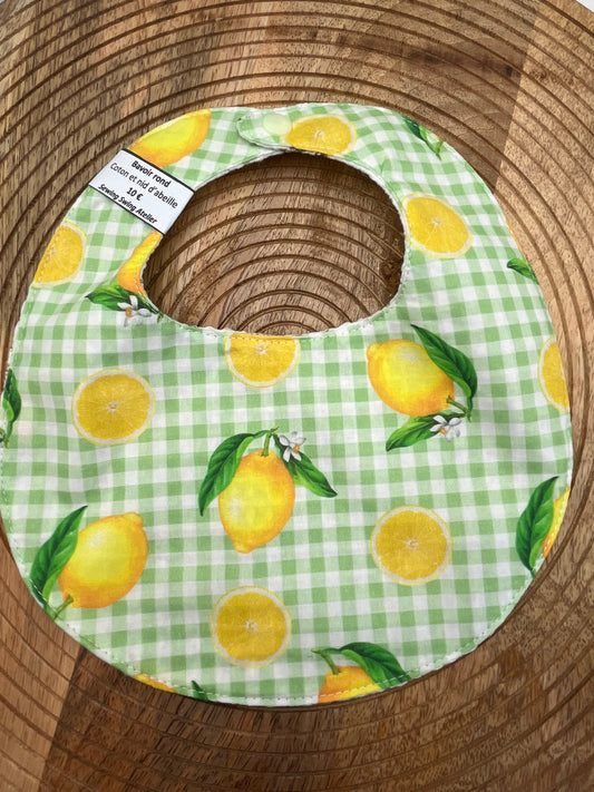 Bavoir rond - Vichy Citrons Feuillage