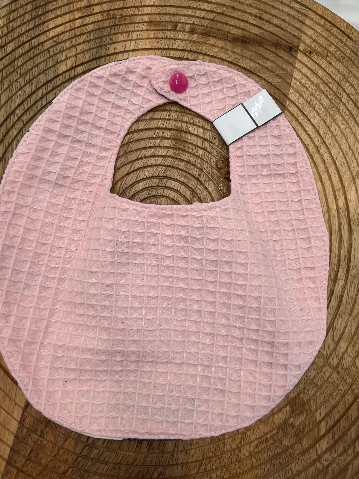 Bavoir rond - Poules Rose
