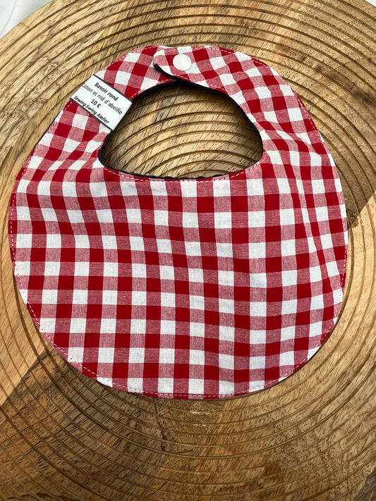 Bavoir rond - Carreaux Rouges Bleu