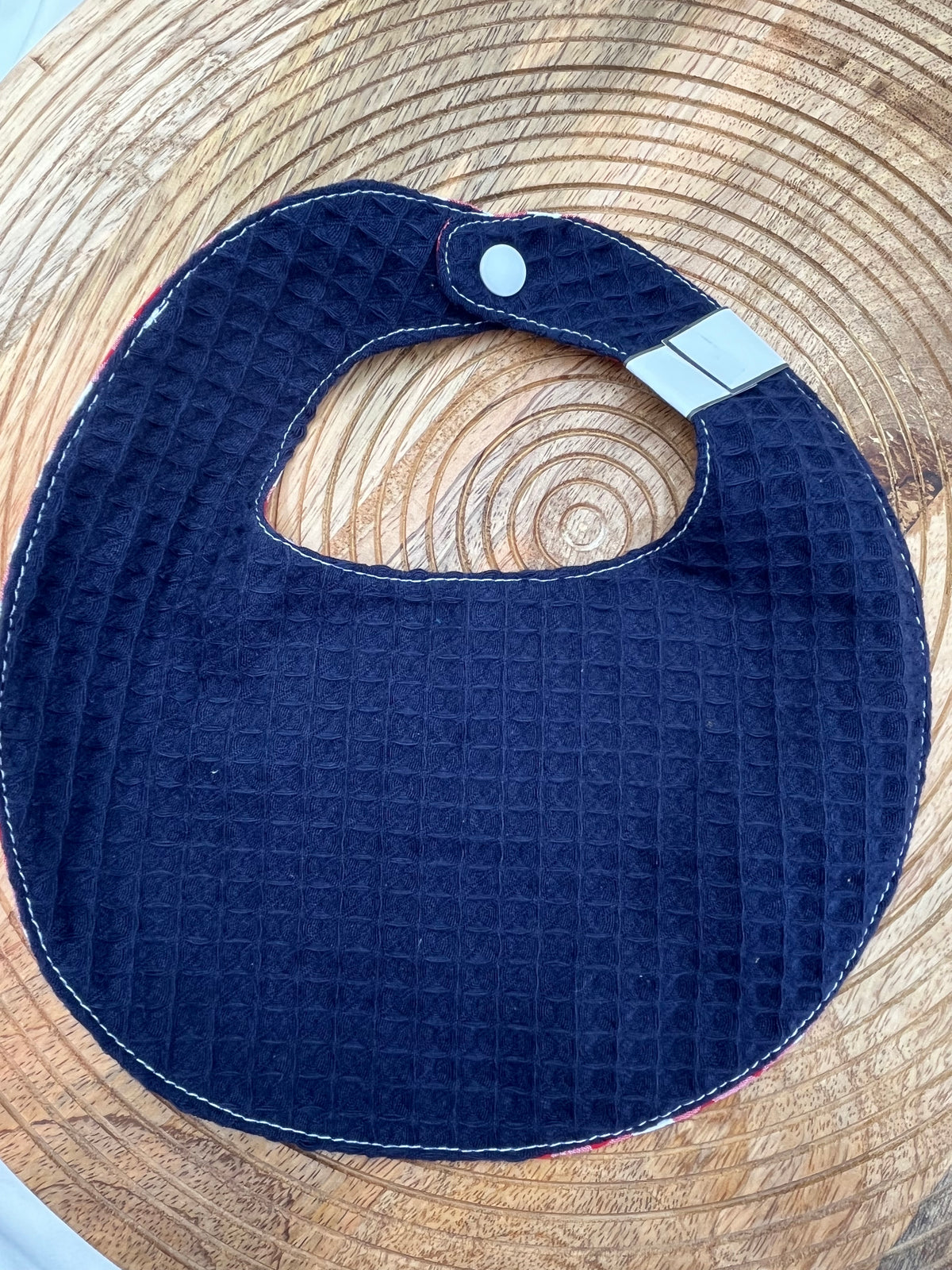 Bavoir rond - Carreaux Rouges Bleu