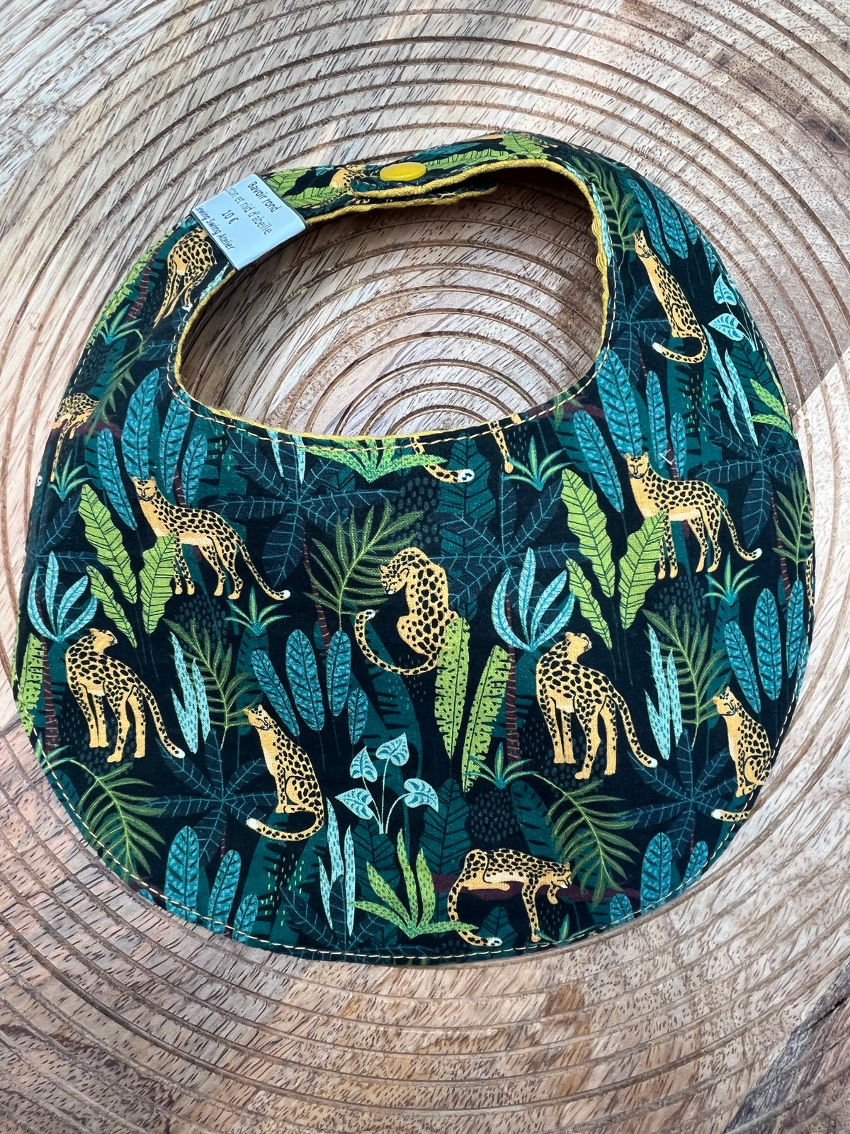 Bavoir rond - Jungle Moutarde