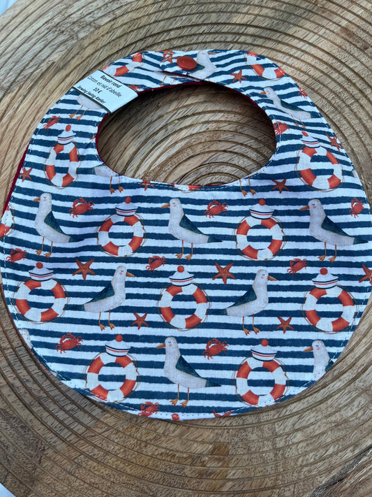 Bavoir rond - Mouettes Cerise