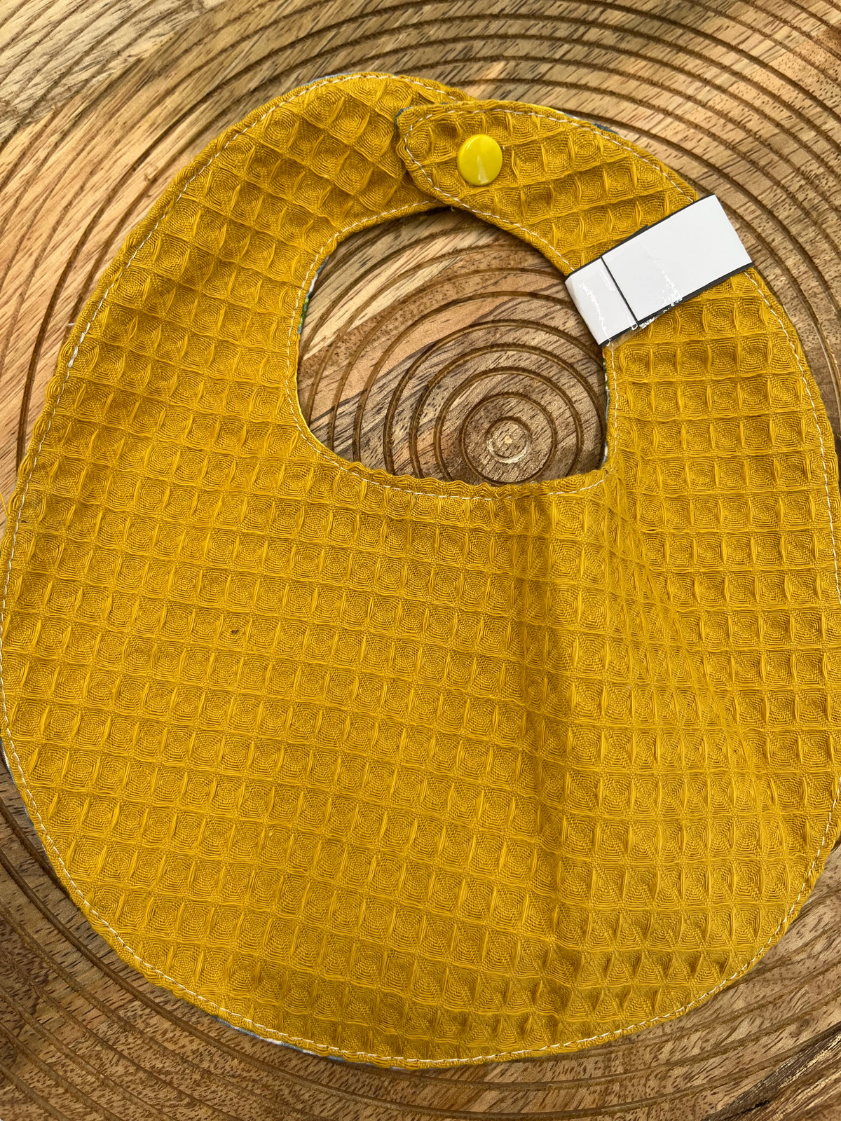 Bavoir rond - Vichy Citrons Moutarde