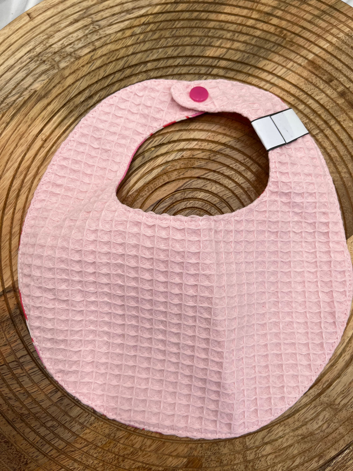 Bavoir rond - Rayé Rose