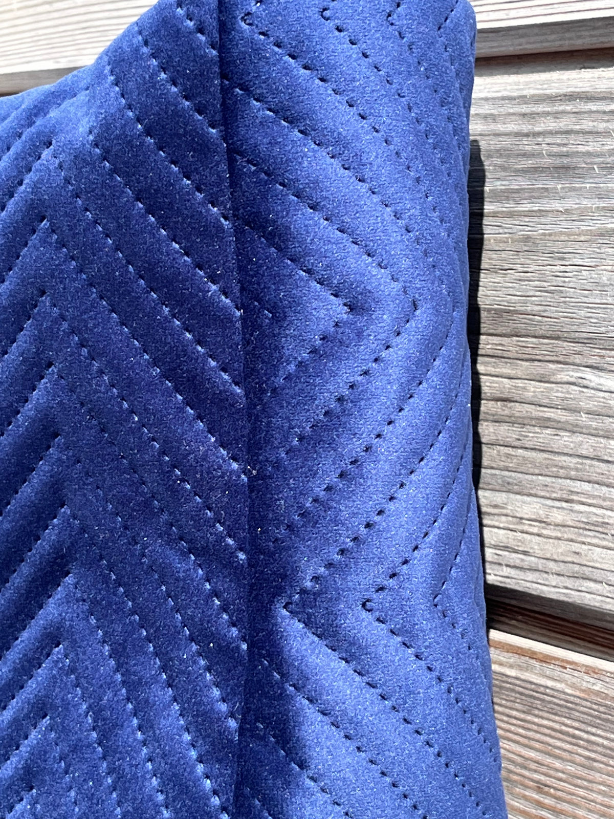 Sac à l'épaule - Velours à Chevrons Bleu