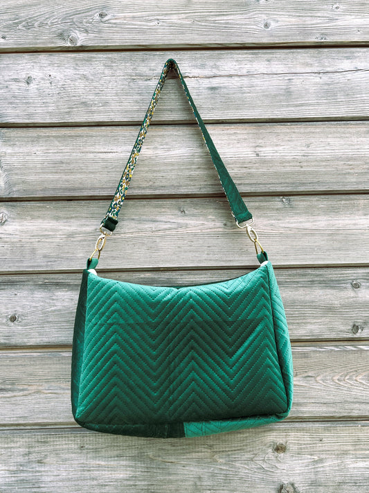 Sac à l'épaule - Velours à Chevrons Vert