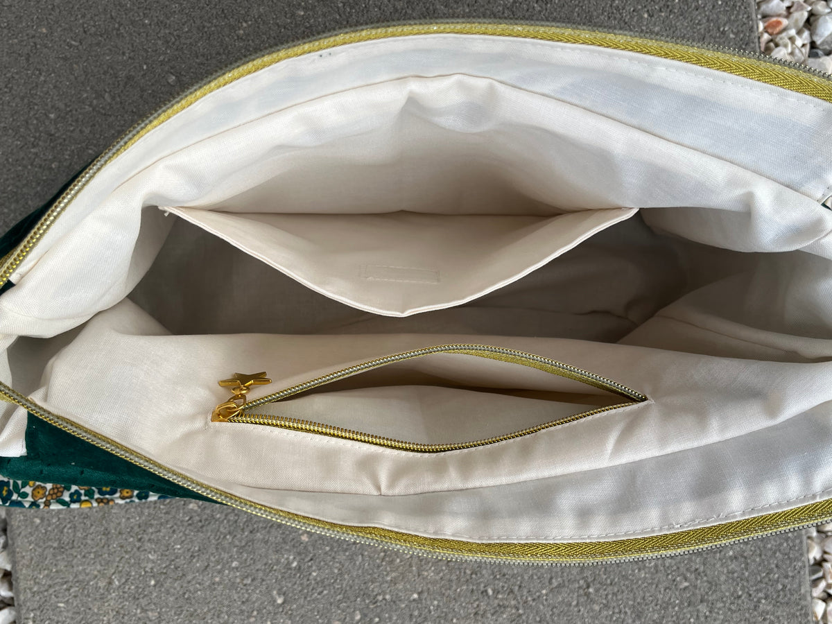 Sac à l'épaule - Velours à Chevrons Vert