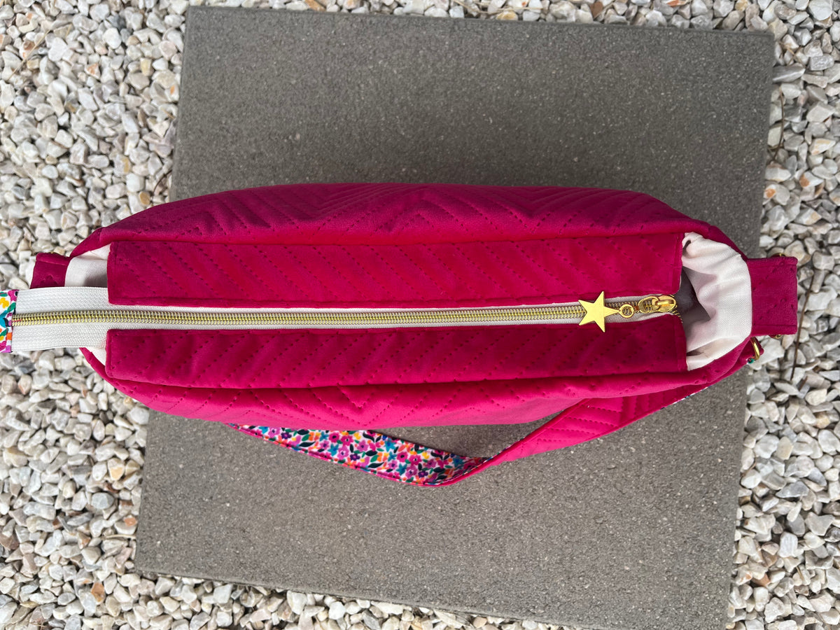 Sac à l'épaule - Velours à Chevrons Fuchsia