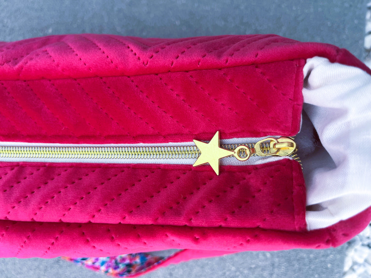 Sac à l'épaule - Velours à Chevrons Fuchsia