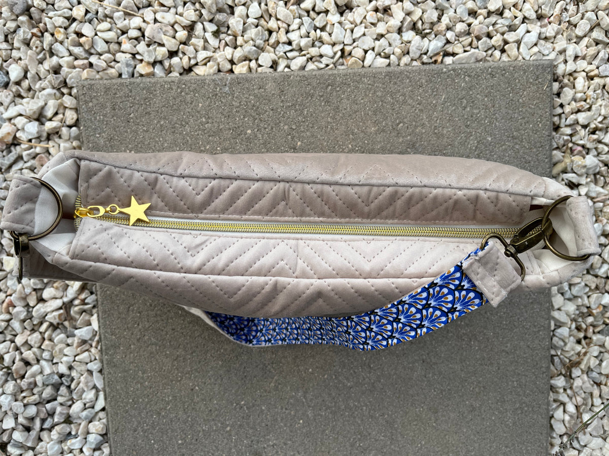 Sac à l'épaule - Velours à Chevrons Taupe