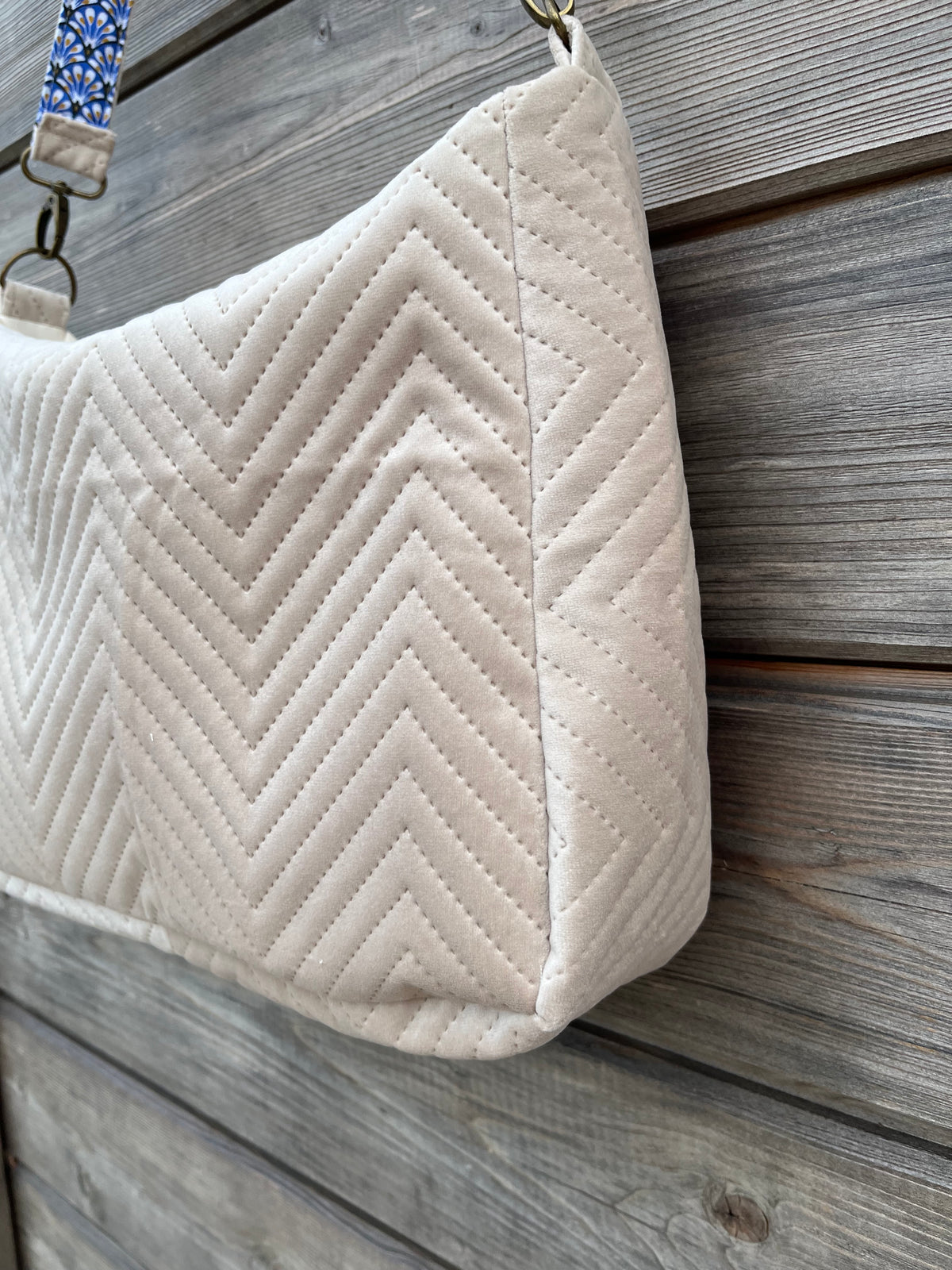 Sac à l'épaule - Velours à Chevrons Taupe