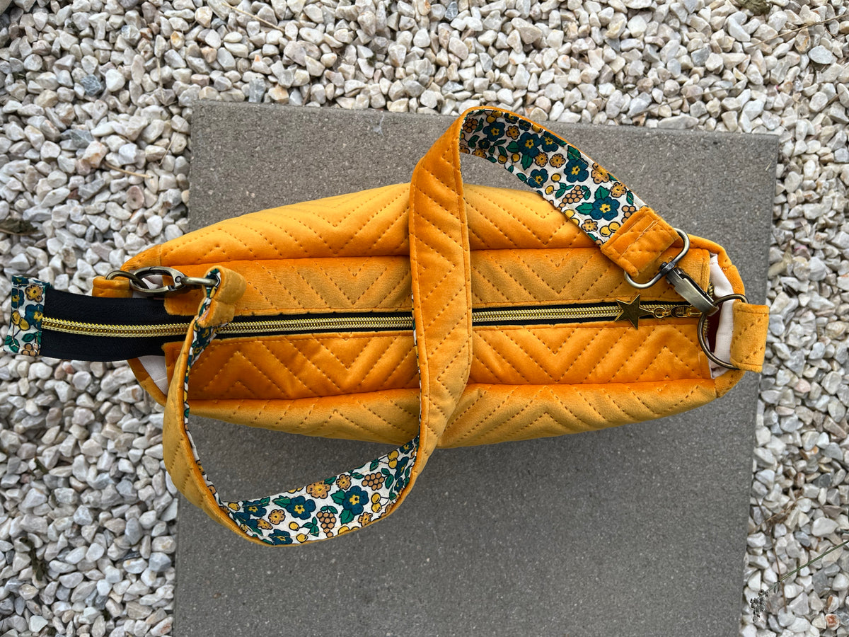 Sac à l'épaule - Velours à Chevrons Jaune