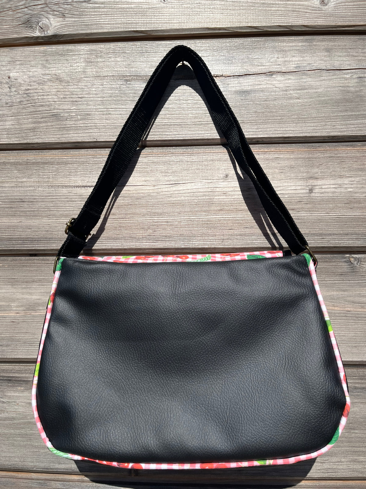 Grand sac à main - Cerises et Simili Noir