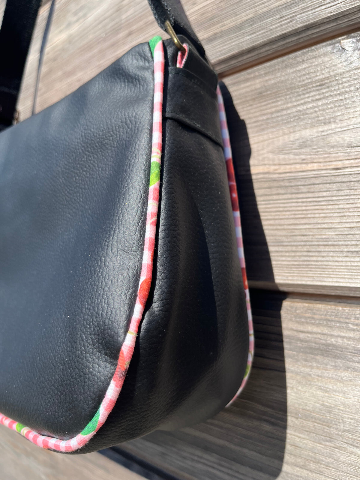 Grand sac à main - Cerises et Simili Noir