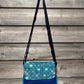 Sac à main en coton et similicuir - Eventails et Bleu