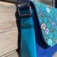 Sac à main en coton et similicuir - Eventails et Bleu