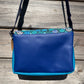 Sac à main en coton et similicuir - Eventails et Bleu