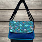 Sac à main en coton et similicuir - Eventails et Bleu