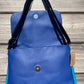 Sac à main en coton et similicuir - Eventails et Bleu