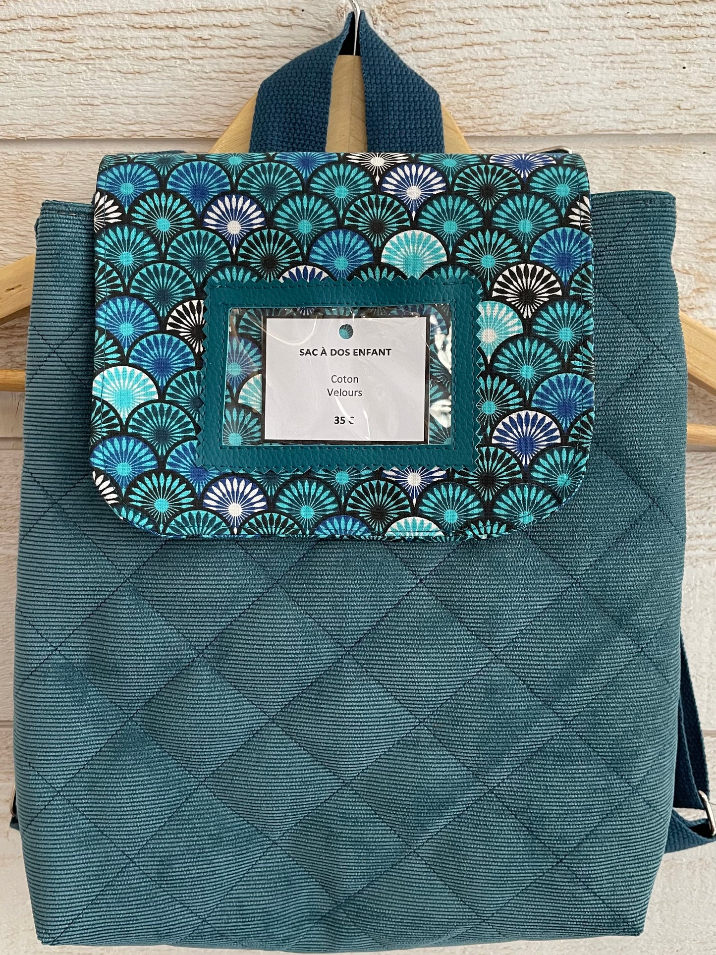 Sac à dos enfant - Eventails bleus et Velours bleu