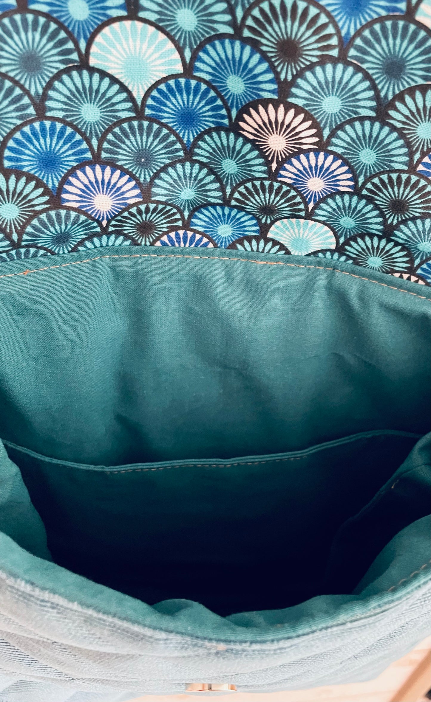 Sac à dos enfant - Eventails bleus et Velours bleu