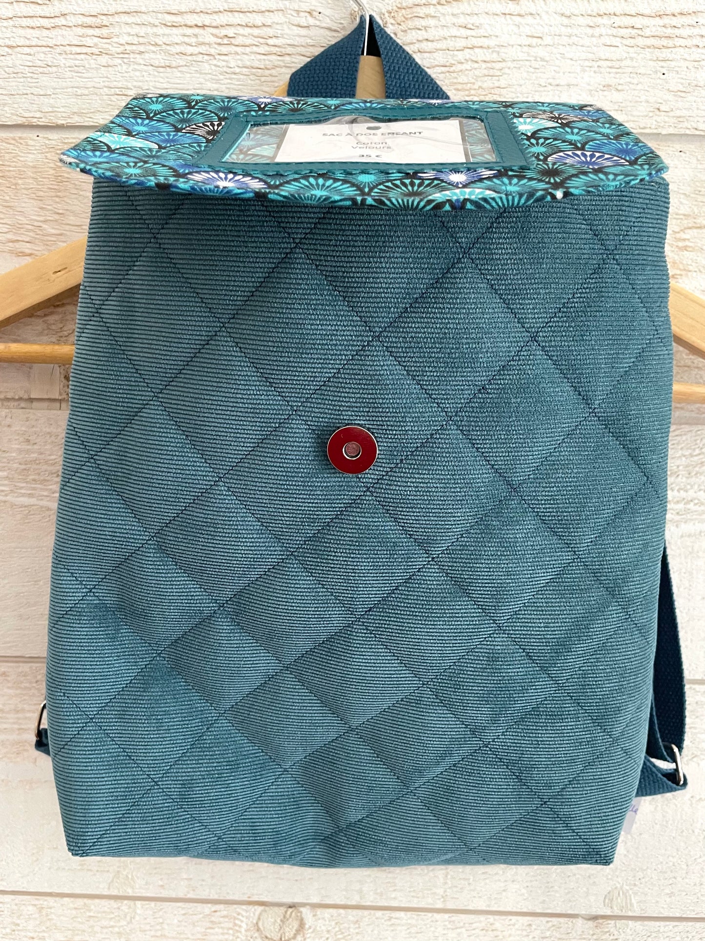 Sac à dos enfant - Eventails bleus et Velours bleu