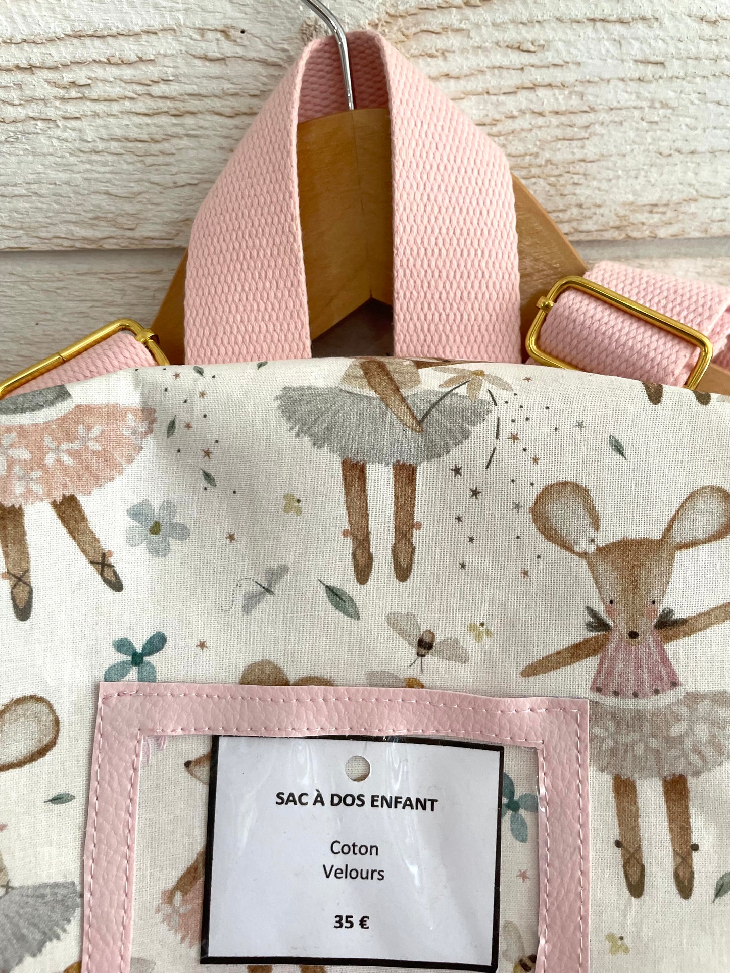 Sac à dos enfant - Souris et Velours rose