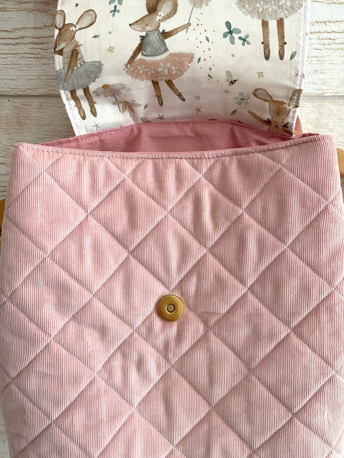 Sac à dos enfant - Souris et Velours rose