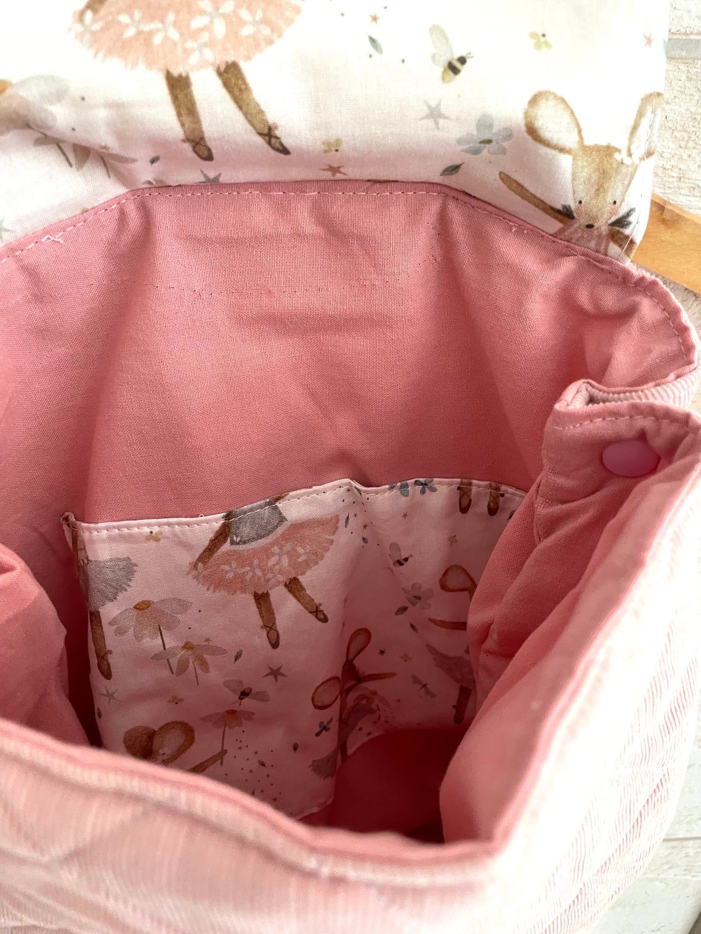 Sac à dos enfant - Souris et Velours rose