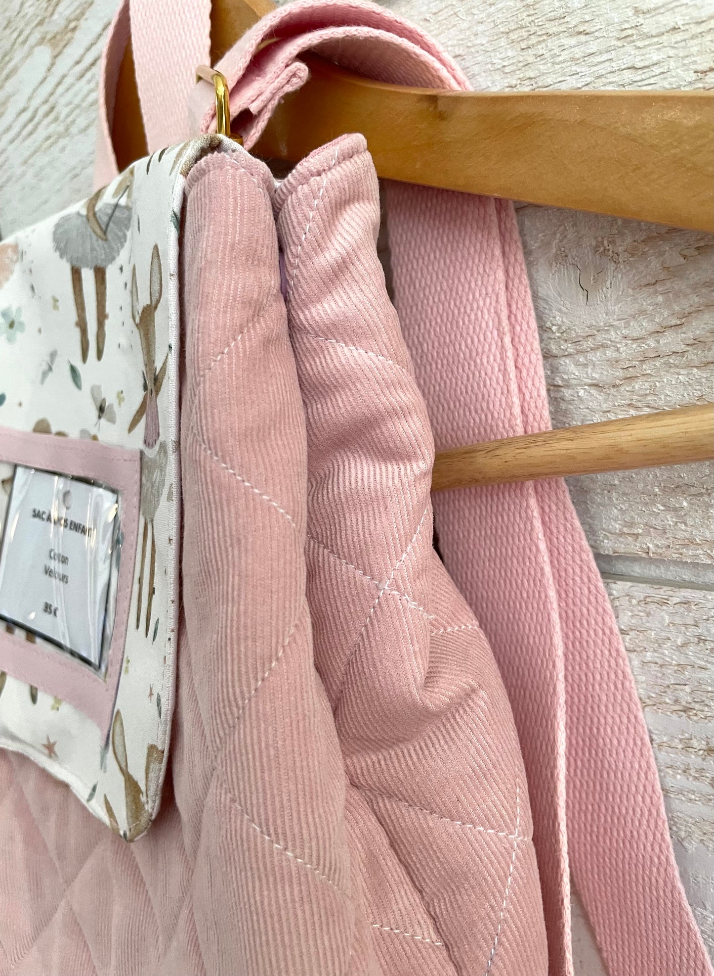 Sac à dos enfant - Souris et Velours rose