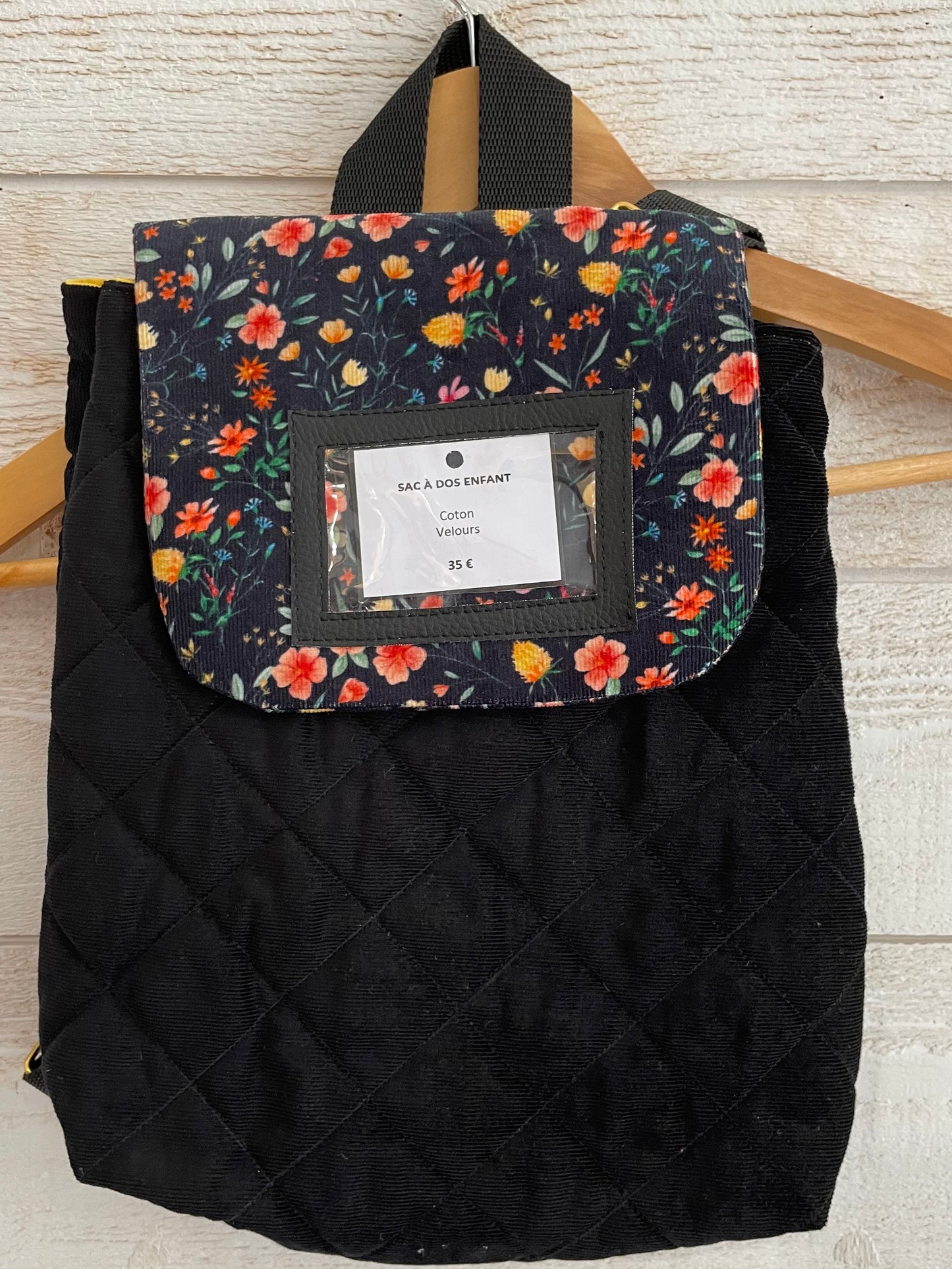 Sac à dos enfant - Fleurs et Velours noir